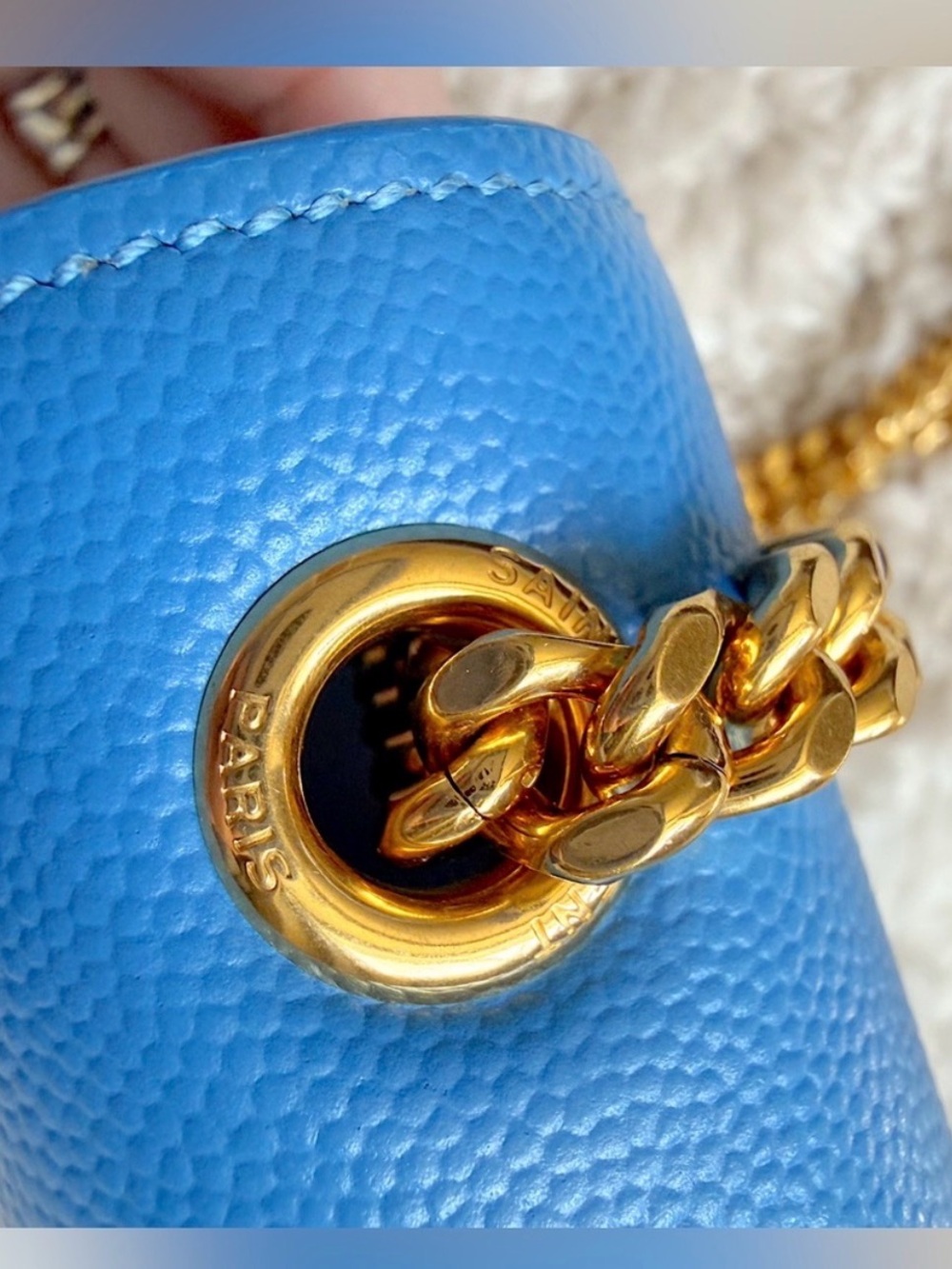 Saint Laurent YSL small Kate blue gold chain flap bag crossbody shoulder bag - Picture 8 of 14
